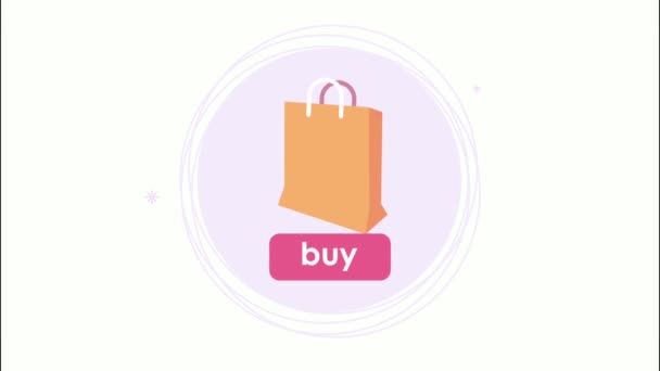 E-commerce technologie shopping bag animatie — Stockvideo