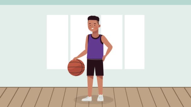 Atleta masculino deporte carácter animación — Vídeos de Stock