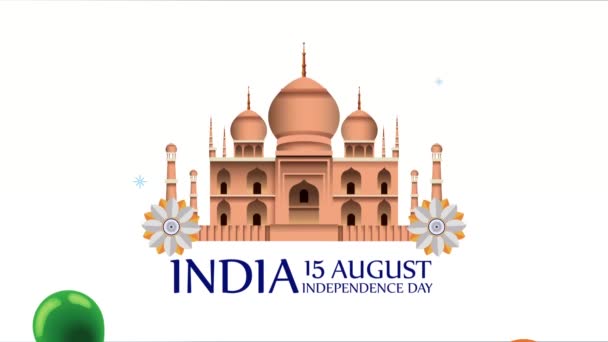 Animace písmen dne nezávislosti Indie — Stock video