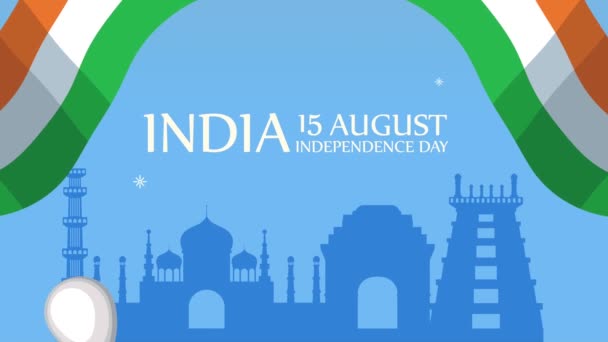 India oberoende dag bokstäver animation — Stockvideo