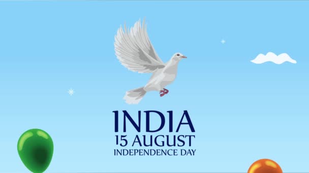 India independencia día lettering animación — Vídeos de Stock