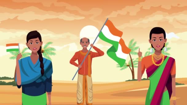 Ημέρα εορτασμού Ινδία με τους ανθρώπους — Αρχείο Βίντεο