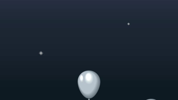 Balony srebrne helu pływające animacja — Wideo stockowe