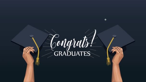 Gratulál diplomások ünneplés meghívó animáció — Stock videók