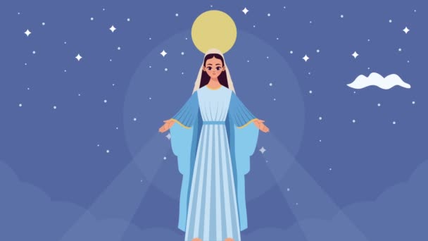 Дева Мария с синим платьем — стоковое видео