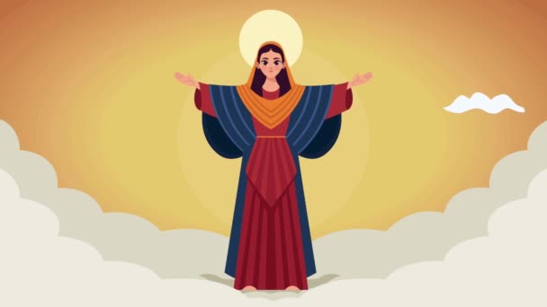 Virgen María con vestido rojo — Vídeo de stock