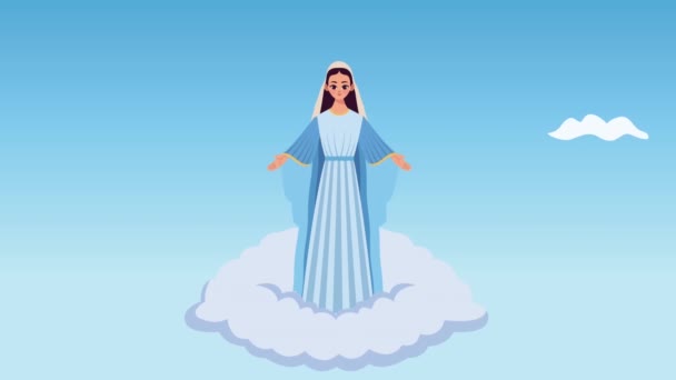 Panna Marie s modrými šaty — Stock video