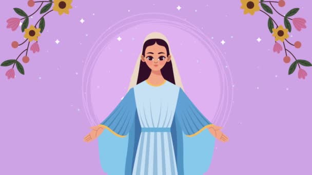 Virgen María con vestido azul — Vídeo de stock