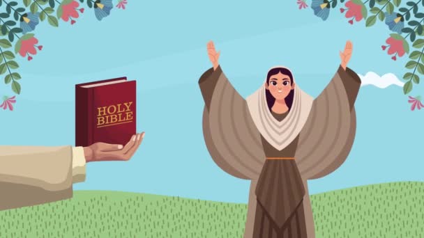 Szűz Mária barna ruhával — Stock videók