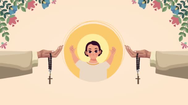 Święty Jezus z różańcami animacji — Wideo stockowe