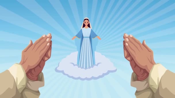 Virgem maria com vestido azul — Vídeo de Stock