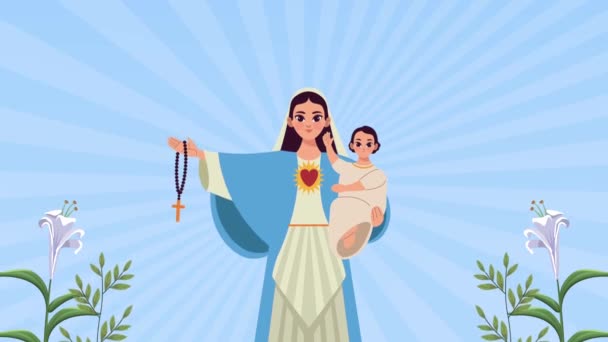Παρθένος Μαρία με τον Ιησού μωρό — Αρχείο Βίντεο
