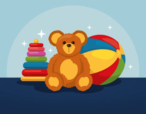 Ours avec des jouets de ballon — Image vectorielle