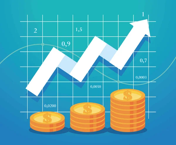 Infográfico lucro com moedas —  Vetores de Stock