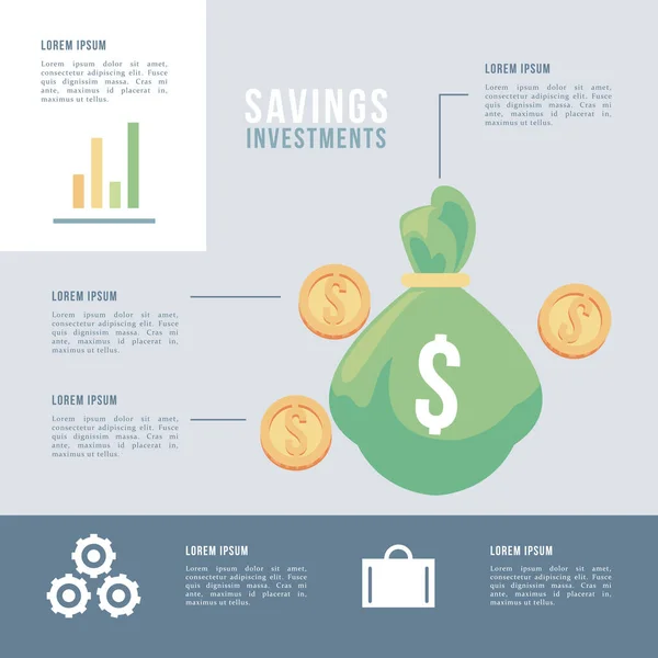 Infografika pieniędzy z torbą — Wektor stockowy
