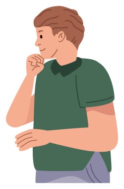 Karakter düşünen genç adam.