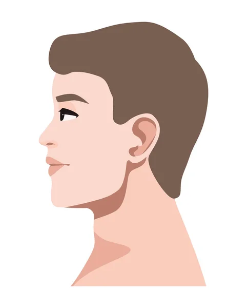 Young man profile character — Stock Vector