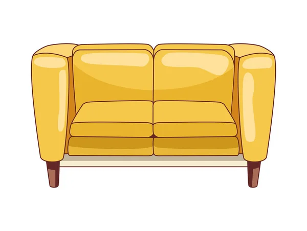 Sofá amarelo mobiliário sala de estar —  Vetores de Stock