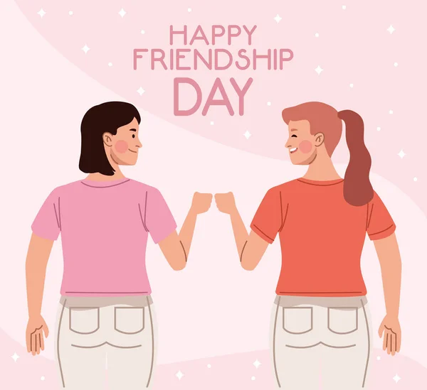 Glückliche Freundschaft Tag Schriftzug Karte — Stockvektor