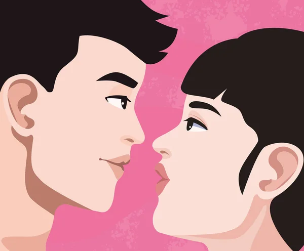 Çift yüz öpüşme profili — Stok Vektör