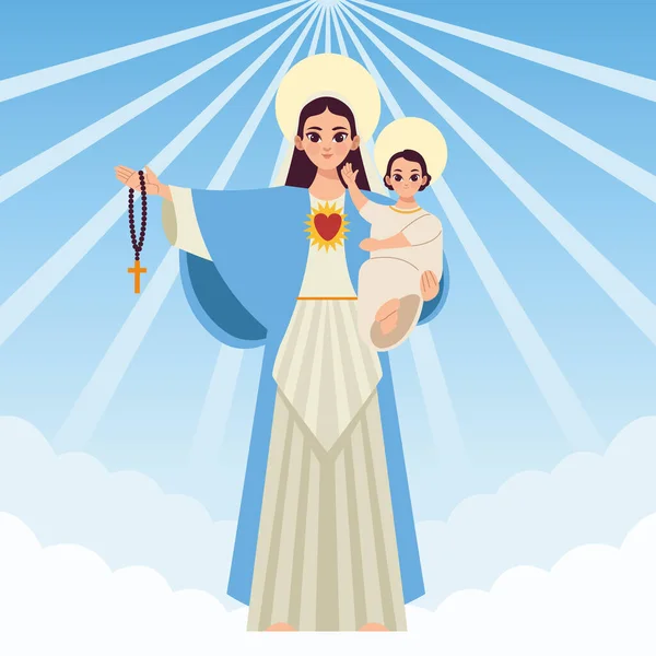 Marie vierge et Jésus Assomption — Image vectorielle
