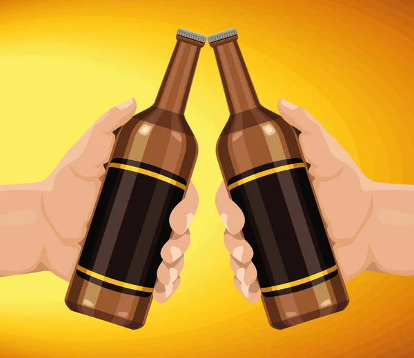 Griller les mains avec des bières — Image vectorielle
