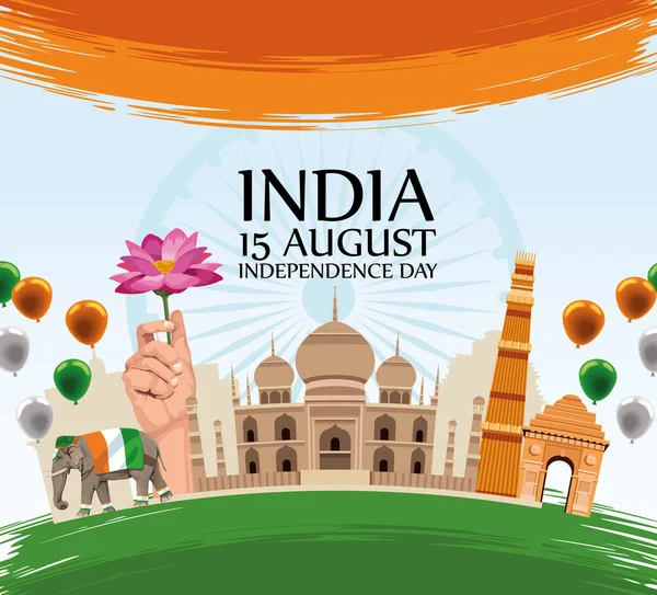 India κάρτα επιστολή ημέρα ανεξαρτησίας — Διανυσματικό Αρχείο
