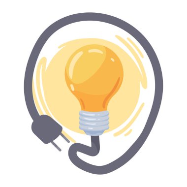 Elektrik kablosu simgesi olan ampul