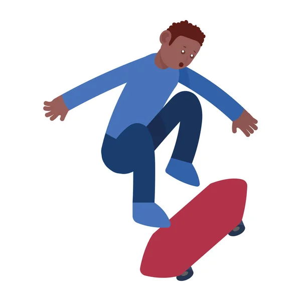 Afro Skater Menino Formação Personagem — Vetor de Stock