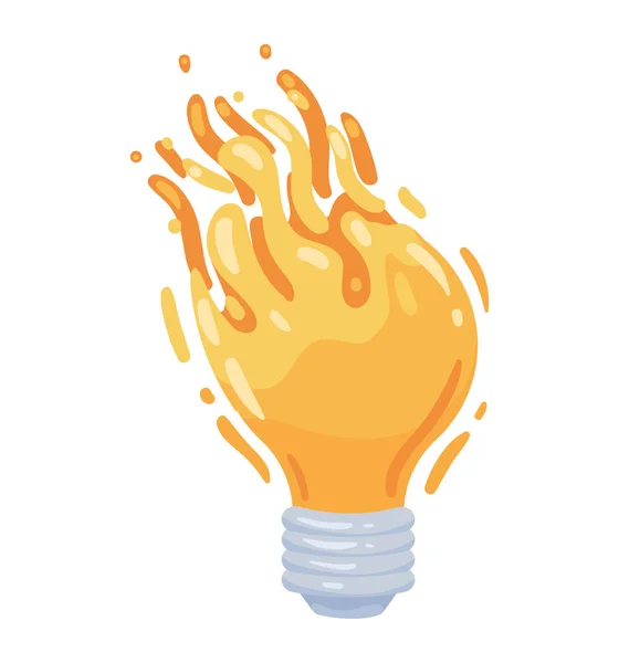 Bulb Idea Onfire Isolated Icon — Stock Vector