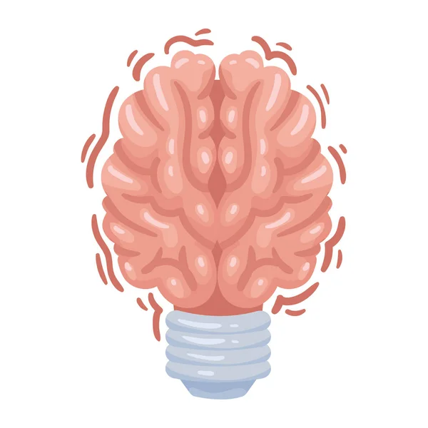 Cerebro Idea Bombilla Icono — Vector de stock