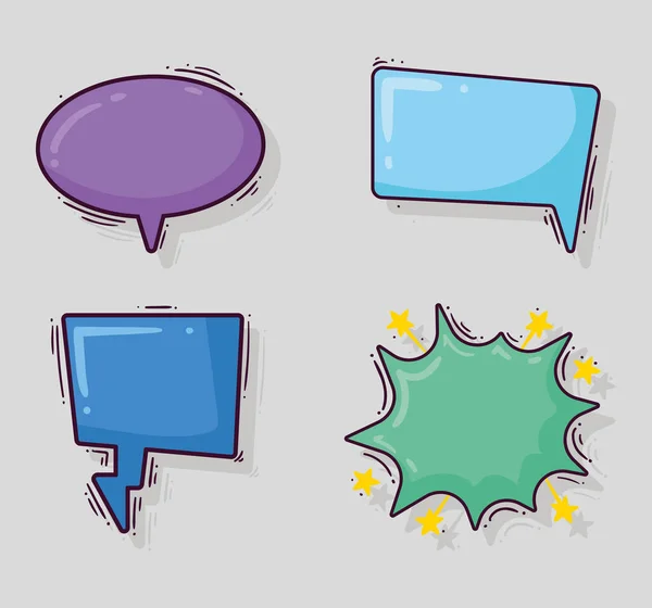 Four Comic Bubbles Empty Set Icons — Stock Vector