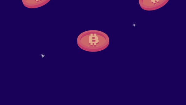 Bitcoins Animación Patrón Dinero Electrónico Animación Vídeo — Vídeos de Stock