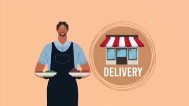 yemek dağıtım servisi animasyon harfi, 4k video animasyonu