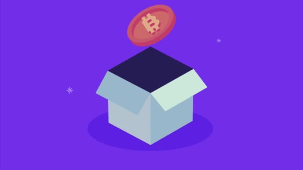 Bitcoins Elektronisches Geld Box Animation Videoanimation — Stockvideo