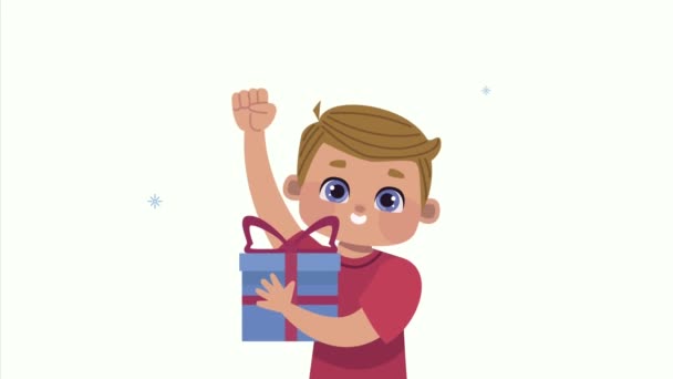 男孩与礼品盒动画 4K视频动画 — 图库视频影像