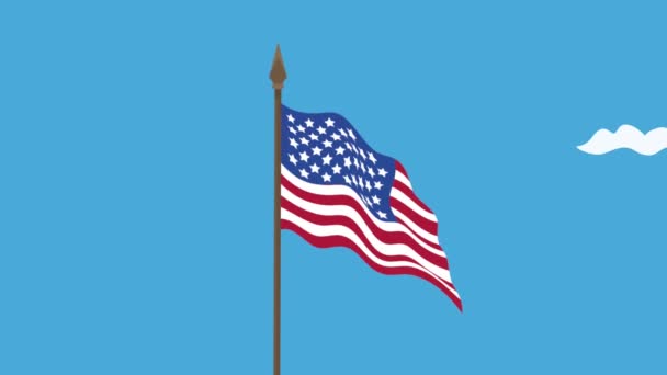 Estados Unidos Bandera América Video Animado — Vídeos de Stock