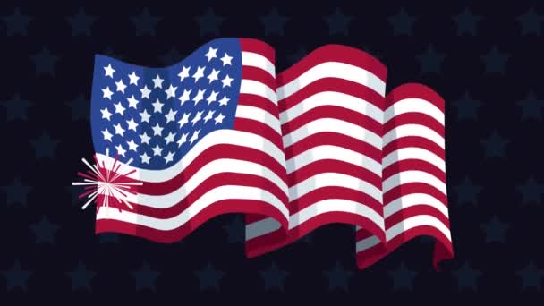Estados Unidos Bandera América Video Animado — Vídeos de Stock