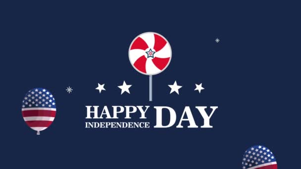 Ευτυχισμένη Ηπα Ανεξαρτησία Της Ημέρας Επιστολόχαρτα Βίντεο Κινούμενα — Αρχείο Βίντεο