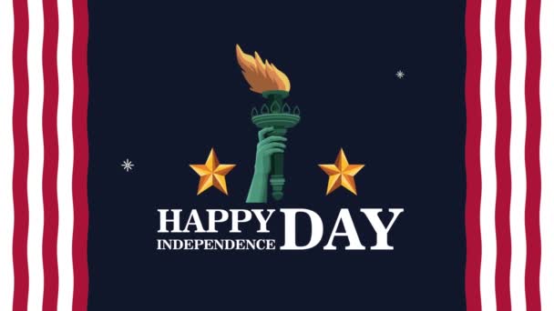 Feliz Eua Independência Dia Lettering Vídeo Animado — Vídeo de Stock