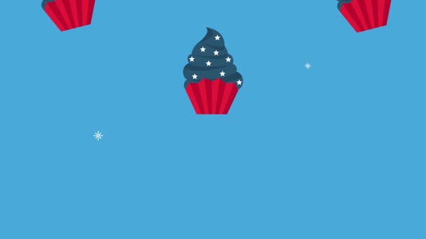 Usa Ünneplés Cupcakes Minta Animáció Videó Animált — Stock videók