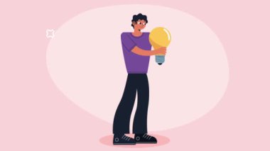 erkek ve yaratıcı fikir animasyonu, 4k video animasyonu