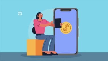 akıllı telefon aygıtı teknolojisine sahip kullanıcı, 4k video animasyonu