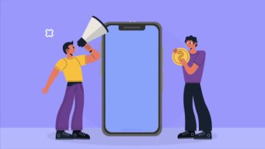 akıllı telefon aygıtı teknolojisine sahip kullanıcı, 4k video animasyonu