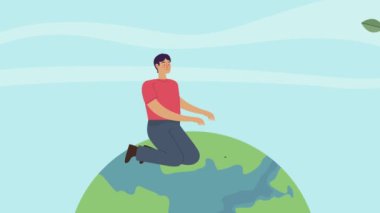 Erkek ekolojist ağaç animasyonu, 4k video animasyonu