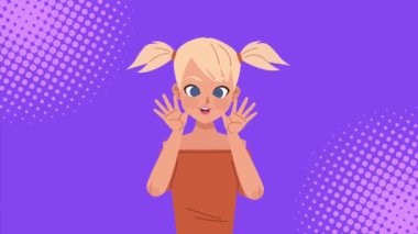 Genç kız karakter animasyonu, 4k video animasyonu