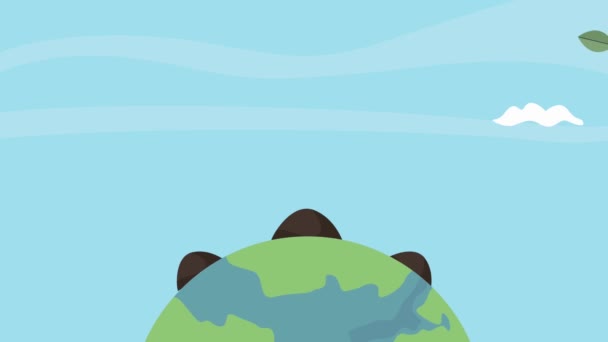 Dünya Gezegeni Dünya Bitkiler Video Animasyonu — Stok video