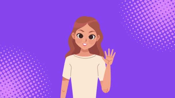 Junge Teenager Mädchen Charakteranimation Video Animiert — Stockvideo
