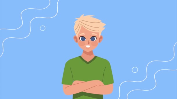 Genç Erkek Çocuk Karakter Animasyonu Video Animasyonu — Stok video