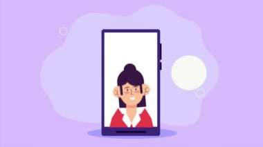 akıllı telefondaki iş adamları grubu, 4k video animasyonu